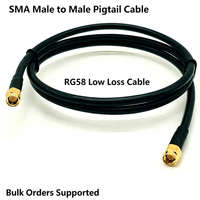 Câble coaxial RF RG58 personnalisé RP-SMA Mâle-Mâle 50 Ohms à faible perte, rallonge d'antenne noire pour routeur 4G LTE LoRa