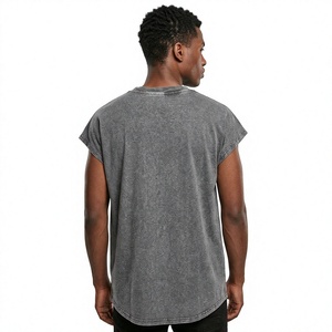 เสื้อกล้ามถักคอตั้งสีพื้นสำหรับผู้ชาย ผ้าฝ้าย 100% 275 GSM ป้องกันขนร่วง ระบายอากาศ แห้งเร็ว สีเทา แขนสั้น - Product Image 1