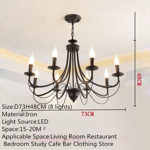 Amerikaanse Led Verlichting Zwart Ijzeren Kaars Kroonluchter Voor Slaapkamer Eetzaal Hotel & Villa Decor Hanglampen - Product Image 6