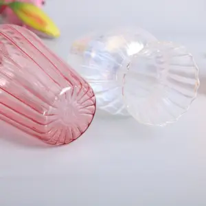 Mais populares mini vidro transparente vasos para decoração Home flor rosa vasos