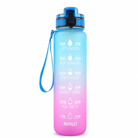 Bouteille d'eau motivante Gradient 32 oz/1 litre avec marqueur de temps, bouteille d'eau Tritan 1000 ml pour les sports de plein air