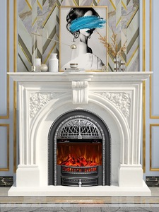Mantel de Chimenea de Mármol Tallado a Mano, Estilo Continental, Impermeable para Uso en Interiores de Cocina - Product Image 2