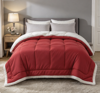 Couette Sherpa Cobedrom Queen Size avec rembourrage en polyester, couverture réversible en laine d'agneau (rouge)