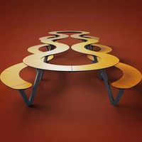 Ensemble table et tabourets ronds en aluminium intégrés de style nordique pour cour, café en plein air, mobilier de loisirs extérieur