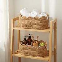 Panier en osier festonné, paniers de rangement tissés pour étagères, placards, buanderie, serviettes, jouets, panier de rangement pour l'organisation