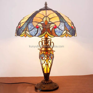 Lampe de table Tiffany Antique en verre teinté artistique de 16 pouces, économie d'énergie, installation facile, lustre suspendu pour salle à manger, style européen - Product Image 1