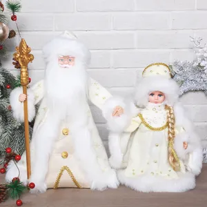 New Creative Musical Ded Moroz And Snow Maiden Plush Santa Claus Doll New Year Ornaments Christmas Decoration Gifts For Kids