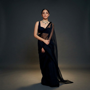 Designer indien de Bollywood Georgette noire avec dentelle de velours Sari dernier Saree exclusif pour Chic Look ethnique adultes mariages - Product Image 3