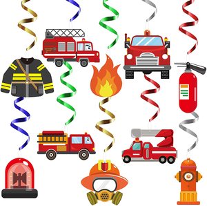 Pafu Camion De <span class=keywords><strong>Pompier</strong></span> Tourbillons Décorations <span class=keywords><strong>Pompier</strong></span> Suspendus Banderoles <span class=keywords><strong>Pompier</strong></span> Chapeau De Feu Chambre Décor pour Enfants Feu <span class=keywords><strong>Thème</strong></span> <span class=keywords><strong>Anniversaire</strong></span> Kit - Product Image 1