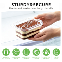 Boîte à gâteau transparente en PET recyclable avec couvercle à charnière, conteneur jetable pour pâtisseries, sushis, gelées, croissants, beignets, qualité alimentaire sûre pour boulangerie