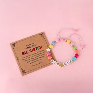 <span class=keywords><strong>Bracelet</strong></span> à perles lettres pour femme avec motif étoile et cœur, couleur or, réglable, en acrylique et résine/lucite, cadeau <span class=keywords><strong>GRANDE</strong></span> FRÈRE - Product Image 2