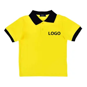 Custom Sportswear Yellow T Shirt For Kids Uniforms 100% Cotton Short Sleeve Kids School Uniform Polo With Badge Logo