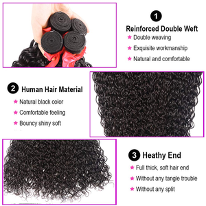 Extensions de cheveux brésiliens Water Wave avec closure, 100% naturelles non traitées, avec closure 4x4, raie libre, ondulées et bouclées, effet mouillé - Product Image 5