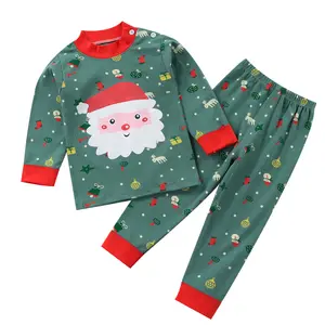 Crianças Meninos Atacado Comfy Cotton Red Cute Christmas Kid's Pijama para Criança Meninas