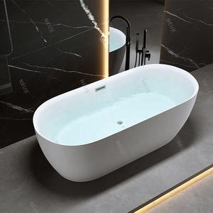 <span class=keywords><strong>Baignoire</strong></span> autoportante moderne en acrylique blanc brillant Offre Spéciale forme de bateau avec fonction de trempage et accessoire de vidange - Product Image 1