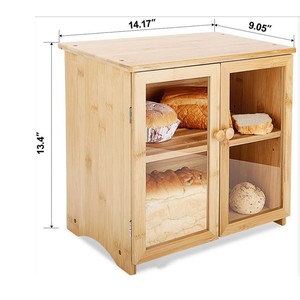 Boîte à pain en bambou double couche avec fenêtre en verre acrylique pour le rangement de cuisine - Product Image 4
