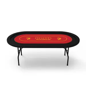 Mesa de póker de Casino con patas de acero inoxidable, mesa plegable de Texas, precio de fábrica, a la venta
