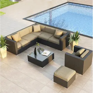 Moderno divano in rattan da esterno ratan garden set da patio in vimini set da giardino per il tempo libero mobili da giardino per il tempo libero
