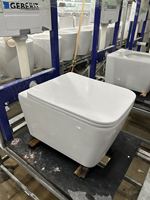WC suspendu moderne et unique de forme carrée, blanc, avec siphon à trou unique, facile à nettoyer, pour salles de bain de luxe
