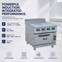 Cuisinière à induction commerciale 4 brûleurs avec four, écran LED, plaque chauffante électrique 18,8 kW avec four pour usage hôtelier, certifiée CE