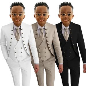 <span class=keywords><strong>Costume</strong></span> 3 pièces kaki pour garçon : veste ouverte, gilet et pantalon – Smoking personnalisé pour enfants, idéal pour mariage, anniversaire, cocktail - Product Image 1