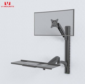 V-mounts Sit-To-Stand Trạm Máy Tính Có Thể Điều Chỉnh Chiều Cao Gắn Tường Với Khay Bàn Phím - Product Image 1