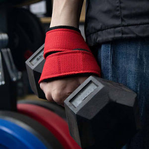 Sangles de poignet de musculation en forme de huit avec logo personnalisé, rembourrées en caoutchouc, pour haltérophilie et gym, directement de l'usine - Product Image 2