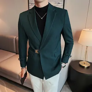 Beau Cardigan pour homme, veste de costume, vêtements de mariage, mode coréenne, couleur unie, manteau décontracté, grande taille, costumes et Blazer