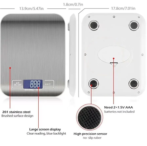 Bilancia da Cucina Alimentare all'Ingrosso 10KG Multifunzione a Batteria, Bilancia Alimentare 5kg in Acciaio Inossidabile, Bilancia da Cucina Digitale di Pesatura - Product Image 2