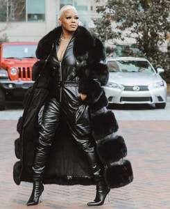 RXFurs Wholesale Crocodile Pattern <strong>Leather</strong> Fur Collar <strong>Jacket</strong> Stripped Detachable <strong>Long</strong> fox Fur <strong>Leather</strong> <strong>Jacket</strong> for Women - Product Image 2