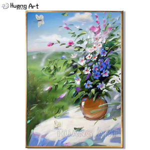 Nouvel Art beau Vase peinture peinte à la main de haute qualité beau chat et fleur rose peinture à l'huile pour chambre décor peinture murale - Product Image 4
