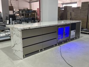 Modern paslanmaz çelik ve petek SS çerçeve açık <span class=keywords><strong>Bar</strong></span> dolabı ile şık tasarım ve buzdolabı buz makinesi - Product Image 2