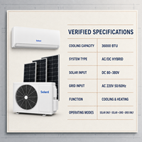 Climatiseur mural split hybride solaire 36000 BTU 3 tonnes à onduleur DC avec compresseur rotatif double SANYO certifié CE R32