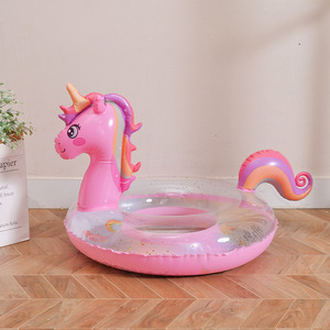 TANYOZHE Flotador Inflable de Unicornio para Niños, Juguete Flotante Rosa para Piscina con Diseño de Arcoíris - Product Image 1