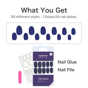 <span class=keywords><strong>Ongles</strong></span> artificiels réutilisables AIERFEI, longue durée, haute qualité, 24 pièces, ovales, effet mat, courts, style <span class=keywords><strong>hiver</strong></span> - Product Image 2