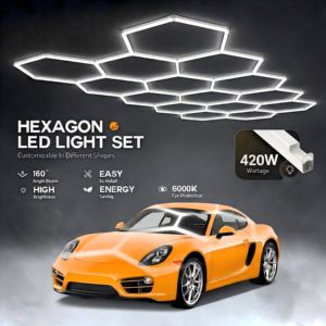 Lámpara de Garaje Hexagonal Moderna de 6000K, Lámpara Decorativa Especial Rectangular para Garaje, Sótano, Almacén, Taller de Belleza Automotriz, Tienda de Automóviles - Product Image 2