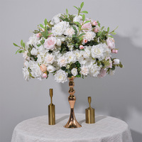 Boule de fleurs brodée de 60 cm, rose, pour table de mariage, table de conférence, vitrine, présentoir carré, support floral décoratif