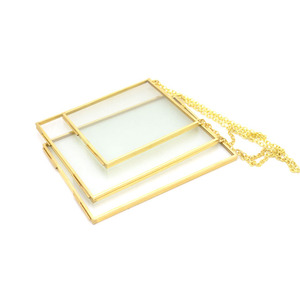 Photo à fleurs pressées vintage en métal double <span class=keywords><strong>laiton</strong></span>, <span class=keywords><strong>cadre</strong></span> en verre doré, transparent - Product Image 5