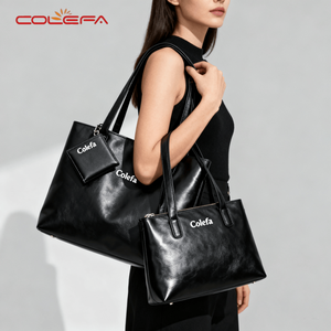 Colefa, bolso de mano <span class=keywords><strong>grande</strong></span> negro multifuncional para mujer, <span class=keywords><strong>Cartera</strong></span> para mujer, Logo impreso personalizado, bolsos de hombro impermeables para ordenador portátil de negocios - Product Image 4