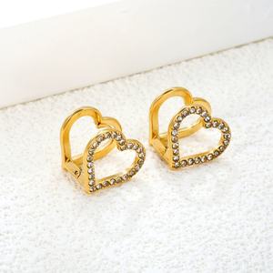 Pendientes de Aro con Corazón de Circonita Cúbica Hueca, Recién Llegados, Chapados en Oro de 18K PVD, Resistentes al Agua, de Acero Inoxidable, para Mujer - Product Image 4