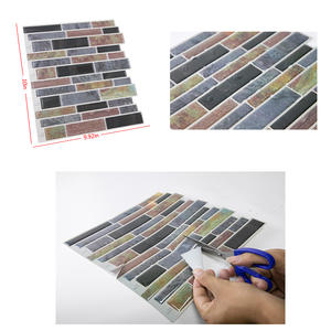 Estilo moderno Gel impermeable 3D Faux pared cerámica azulejo pegatinas Material de piedra serigrafía papel tapiz sala de estar <span class=keywords><strong>parquet</strong></span> - Product Image 6