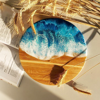 Sous-verres personnalisés en bambou et résine style océan pour cadeaux de mariage à thème plage, cadeaux personnalisés