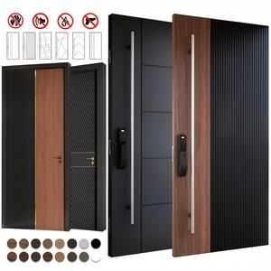 Fabricant professionnel de portes BASEN du Guangdong, portes d'entrée extérieures en aluminium noir pour maison, villa, appartement, condo, sécurité. - Product Image 3