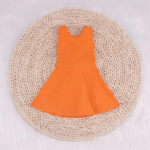 2024 Custom Baby Girls Clothing Set Sleeveless Cool Summer Cool Cute Knitted Kids Yoga Dress Set