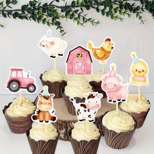 Decorazioni per Cupcake a Tema Animali della Fattoria, Decorazioni per Torte di Compleanno a Tema Fattoria - Product Image 2