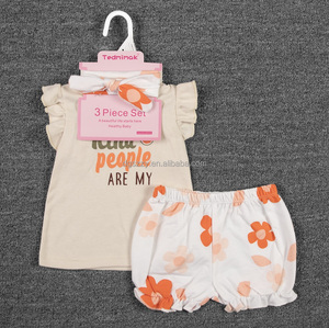Tedmimak In Grossetto Set <span class=keywords><strong>3</strong></span> Pezzi Abbigliamento <span class=keywords><strong>Neonato</strong></span>: Fascia per Capelli, Maglietta e Pantaloncini, Misure Miste per Bambina, da 6-12 <span class=keywords><strong>Mesi</strong></span> - Product Image 3