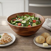 Bol à salade en bois d'acacia de 11 pouces 2026, bol rond en bois pour mélanger les salades, les fruits, servir, cuisine, hôtel, décoration intérieure et repas