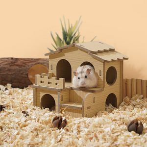 Vente en gros d'usine - Cachette carrée classique pour hamster en bois massif naturel, écologique, robuste, durable et imperméable pour petits animaux d'intérieur - Product Image 6