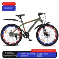 Vélo de montagne Oushilong 26 pouces, cadre en acier à haute teneur en carbone, freins à disque mécaniques doubles, fourche amortissante, pneus antidérapants, simple vitesse