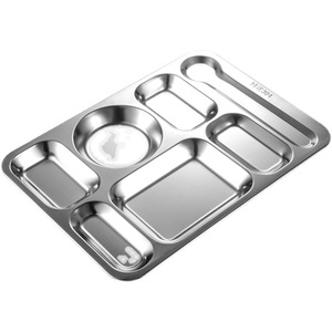 304 Stainless Steel Compartment Tray For Meal Serving With Rice And Vegetables Separated Sections Durable Food Tray - Product Image 5